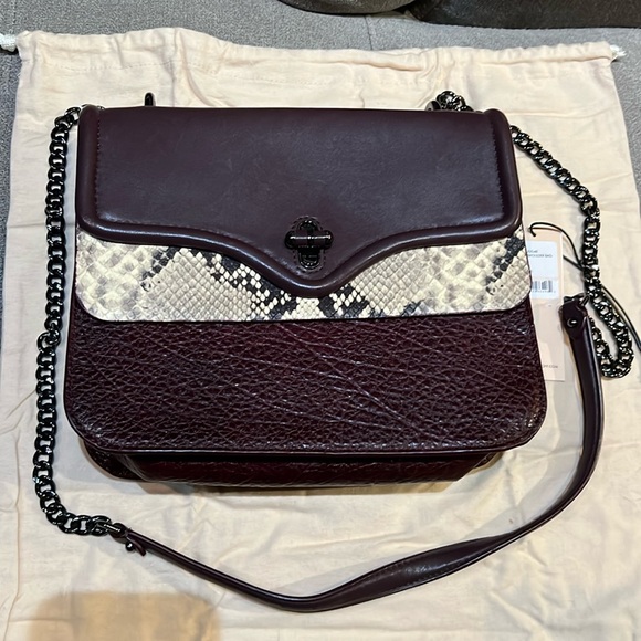 Women’s Rebecca Minkoff Phoebe Shoulder Bag - Plum/Snakeskin - Picture 1 of 4